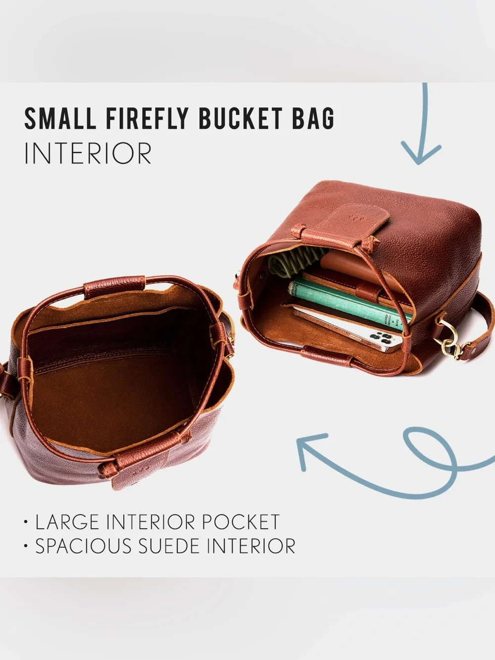 Portland Leather Goods Firefly Small Drawstring Bucket Bag Sienna Brown